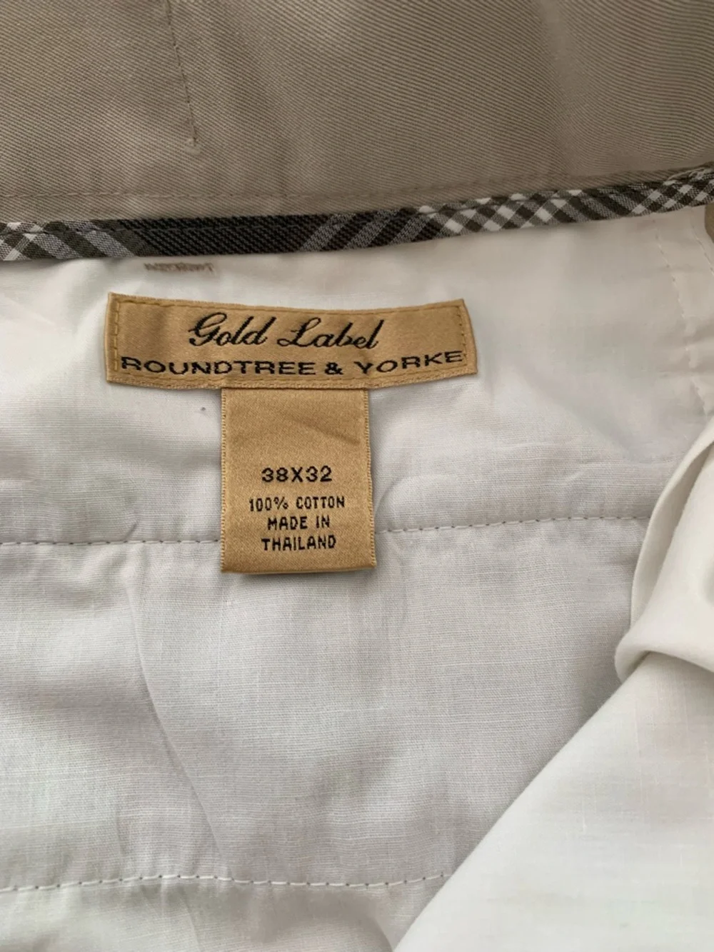 Men's Tailored Light Taupe Dress Pants 38x32 Cotton Office